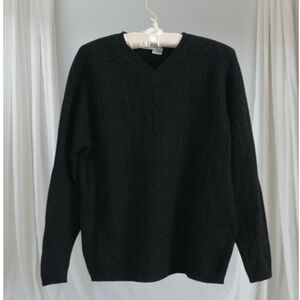 24Seven Classic Black WOOL V-Neck Sweater